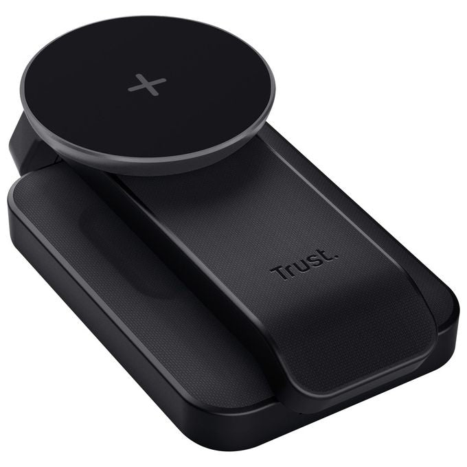 Trust Viro Supporto di Ricarica Wireless 3-in-1 Magnetico per iPhone Apple Watch AirPods 20W USB-C Design Pieghevole Luce Notturna LED Dimmerabile colore Nero