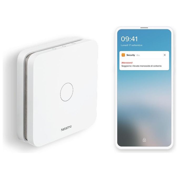 Netatmo NCO-IT Rilevatore di Monossido di Carbonio Wi-Fi Allarme 85 dB Autonomia 10 anni colore Bianco
