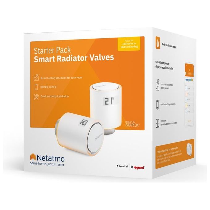 Netatmo Starter Pack Valvole Termostatiche Wifi Intelligenti, Multicolore, ‎8 x 5.8 x 5.8 cm; 190 grammi