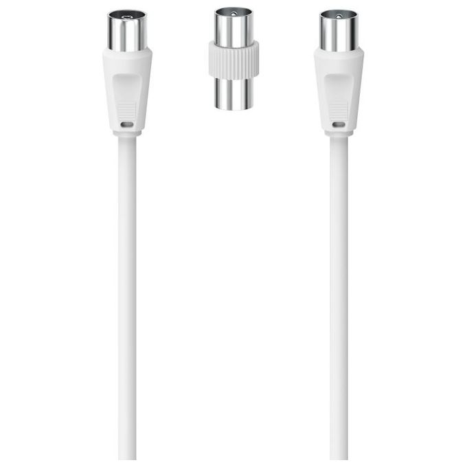 Hama Cavo Antenna M-F con Adattatore M-M 75dB 5mt Bianco