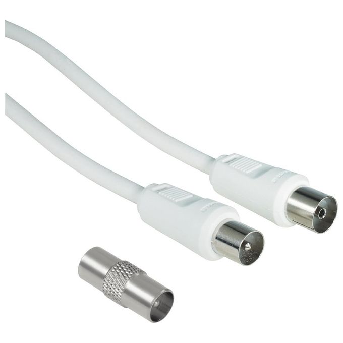 Hama Cavo Antenna M-F con Adattatore M-M 75dB 5mt Bianco