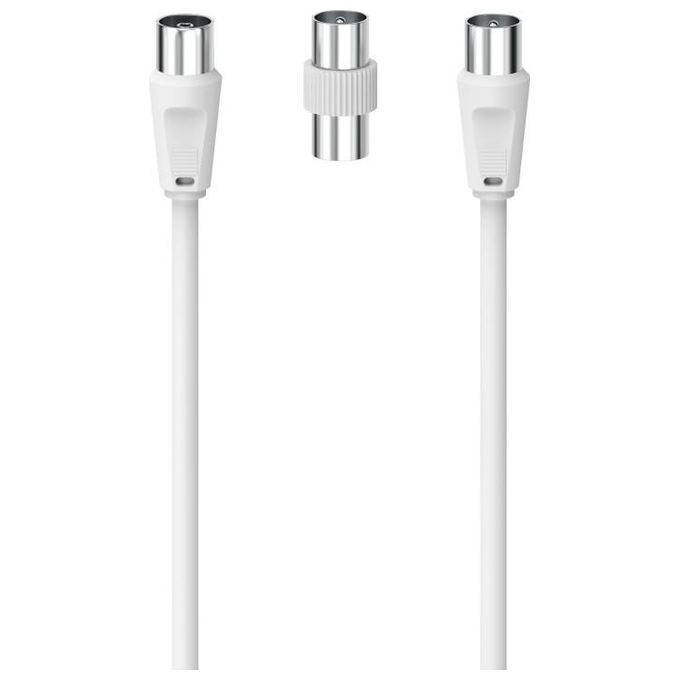 Hama Cavo Antenna M-F con Adattatore M-M 75dB 1.5mt Bianco