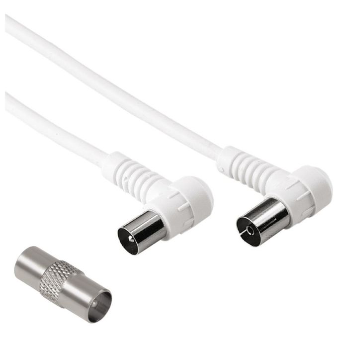 Hama Cavo Antenna 90 M-F con Adattatore M-M 75dB 1.5mt Bianco