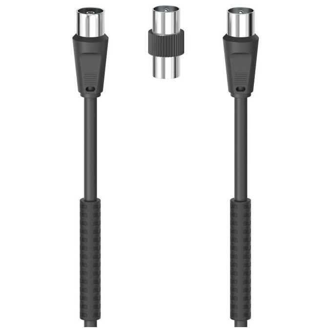 Hama Cavo Antenna M-F con Adattatore M-M 85Db Ferrite 1.5mt Nero
