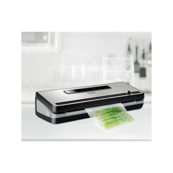 Taurus VAC600 Vac6000 Macchina per Sottovuoto 3 in 1 120 W con Pannello Touch Vassoio Raccogligocce Rimovibile e Taglia-Sacco Integrato colore Nero Acciaio Inossidabile