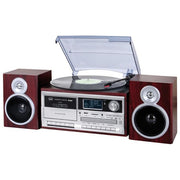 Trevi TT 1072 DAB Giradischi Stereo DAB+ Bluetooth 25W USB SD Lettore Cassette CD Telecomando colore Legno