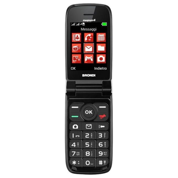 Brondi 10278011 Magnum 4 Telefono Cellulare a Conchiglia Dual SIM Display 2.8'' Flip Attivo Tastiera Retroilluminata Torcia LED colore Bianco