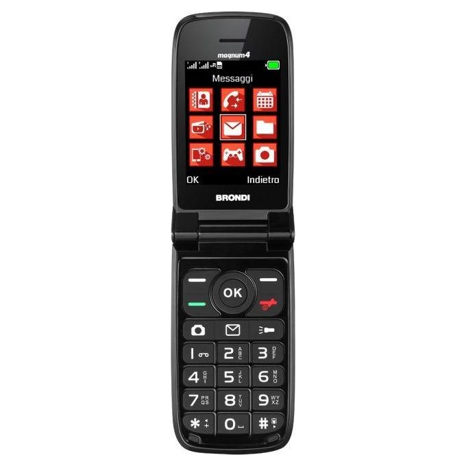 Brondi MAGNUM 4 Telefono Cellulare a Conchiglia Dual SIM 2.8'' Flip Attivo Tasti Grandi Illuminati Torcia LED colore Nero