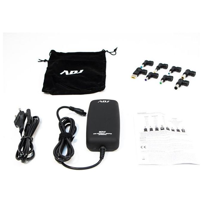 ADJ 160-00095 Alimentatore Notebook Universale 90W 8 Connettori 3 Pin Auto Selezione Voltaggio Automatica colore Nero