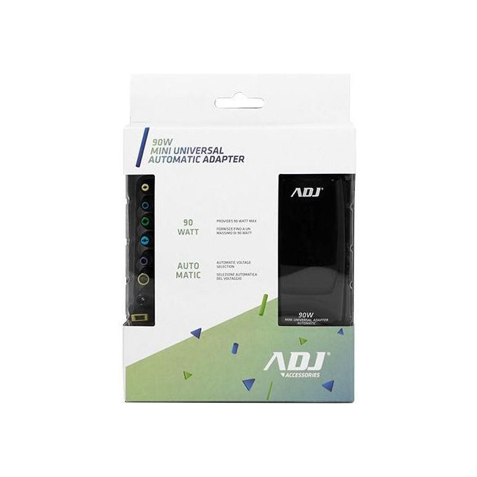 ADJ 160-00095 Alimentatore Notebook Universale 90W 8 Connettori 3 Pin Auto Selezione Voltaggio Automatica colore Nero