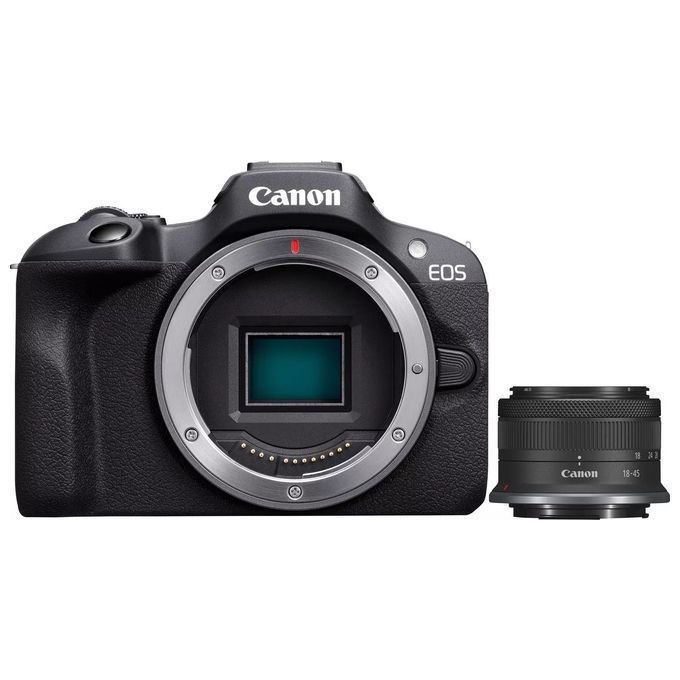 Canon 6052C013 EOS R100 Fotocamera Mirrorless APS-C 24,1 MP 4K Obiettivo RF-S 18-45mm f-4.5-6.3 IS STM Dual Pixel CMOS AF Wi-Fi Bluetooth colore Nero
