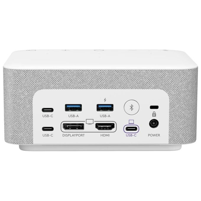 Logitech 986-000030 Logi Dock Docking Station USB-C 8 porte 4K Ultra HD 100 W altoparlanti integrati 6 microfoni beamforming colore Bianco