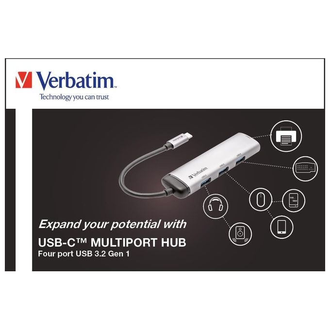 Verbatim USB-C Multiporta Hub 4 Porte USB 3.2 Gen 1