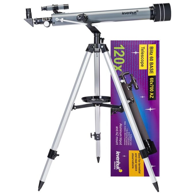 Levenhuk 77099 Blitz 60 Base Telescopio Rifrattore 60 mm 700 mm 120x colore Grigio