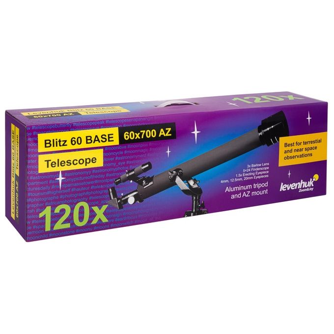 Levenhuk 77099 Blitz 60 Base Telescopio Rifrattore 60 mm 700 mm 120x colore Grigio