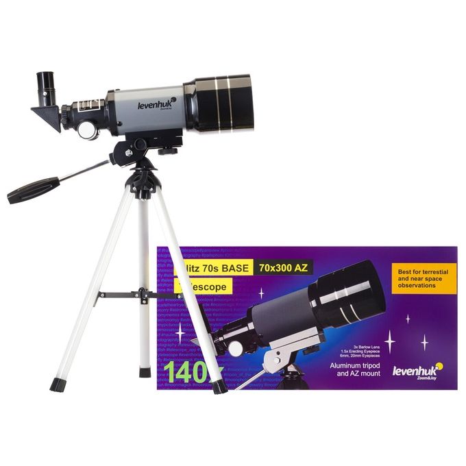 Levenhuk BLITZ 70S BASE Telescopio Rifrattore Achromatico 70 mm Focale 300 mm Montatura Altazimutale colore Grigio