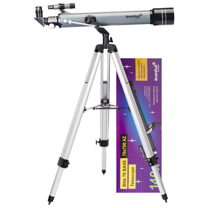 Levenhuk Blitz 70 BASE Telescopio Rifrattore da 70mm per Appassionati e Principianti con Treppiede e Un Ampio Set di Accessori