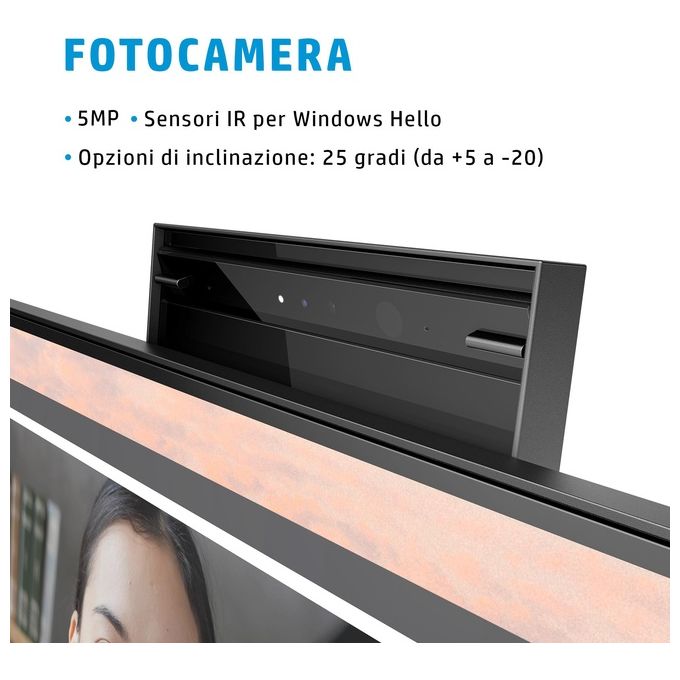 HP 169L0AT E24mv G4 Monitor per Conferenze 23,8'' IPS Full HD 1920x1080 Webcam 5MP Altoparlanti Hub USB HDMI DisplayPort VGA colore Argento