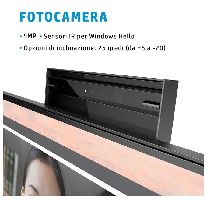 HP 169L0AA E24mv G4 Monitor PC 23.8'' Full HD IPS Webcam 5 MP Microfono Altoparlanti USB Hub HDMI DisplayPort colore Nero