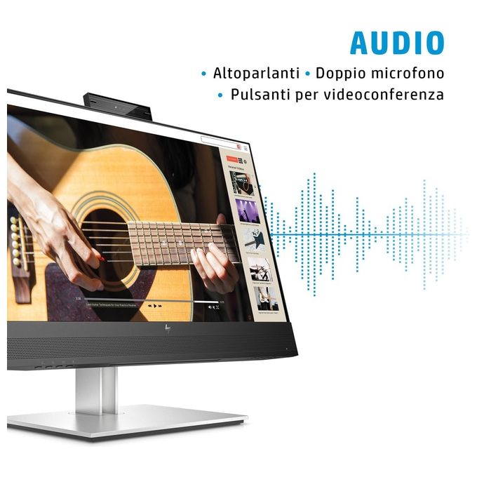 HP 169L0AA E24mv G4 Monitor PC 23.8'' Full HD IPS Webcam 5 MP Microfono Altoparlanti USB Hub HDMI DisplayPort colore Nero
