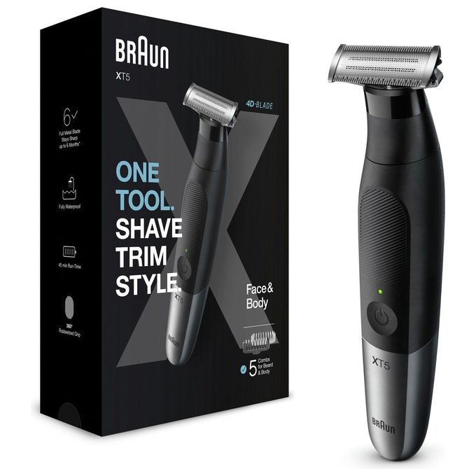 Braun XT5100 Serie X Rasoio elettrico regolabarba bagnato e secco 5 pettini 1-5 mm colore Nero