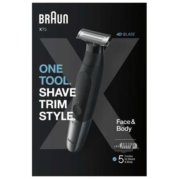 Braun XT5100 Serie X Rasoio elettrico regolabarba bagnato e secco 5 pettini 1-5 mm colore Nero