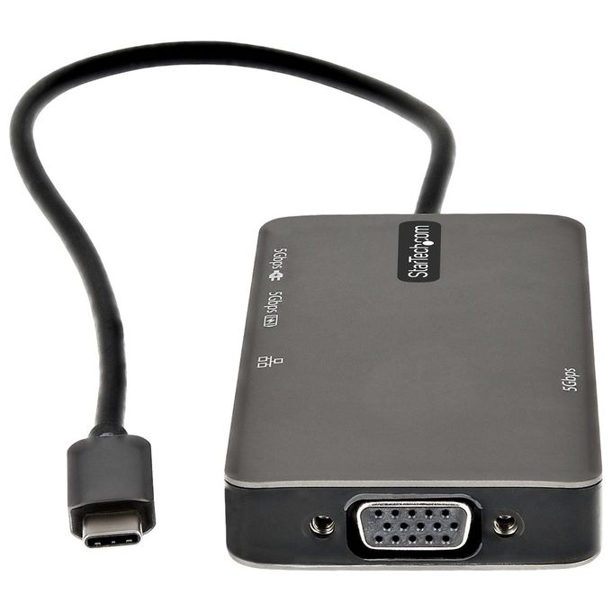 StarTech DKT30CHVPD2 Adattatore multiporta USB-C HDMI 4K 30 Hz VGA 1080p 3 porte USB 100W Power Delivery Gigabit Ethernet colore Nero Grigio