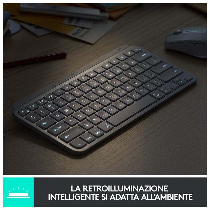 Logitech 920-010812 MX Keys Mini Tastiera Illuminata Wireless Retroilluminata Bluetooth Multi dispositivo colore Rosa