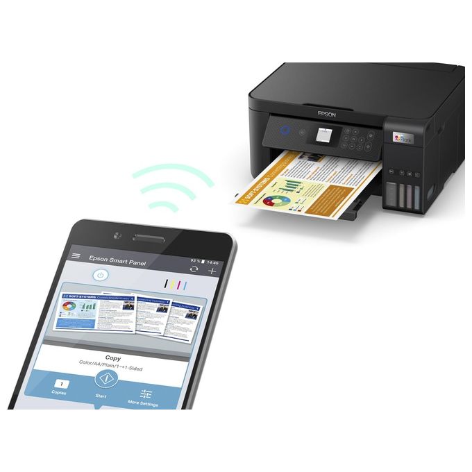 Epson C11CJ63405 EcoTank ET-2850 Stampante Multifunzione Inkjet A4 3 in 1 Serbatoi Ricaricabili Wi-Fi USB 5760x1440 DPI colore Nero
