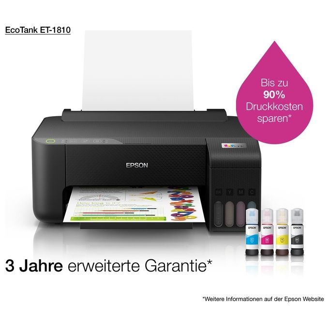 Epson C11CJ71401 EcoTank ET-1810 Stampante Multifunzione Inkjet A4 Wi-Fi Wi-Fi Direct Serbatoi Alta Capacita' colore Nero