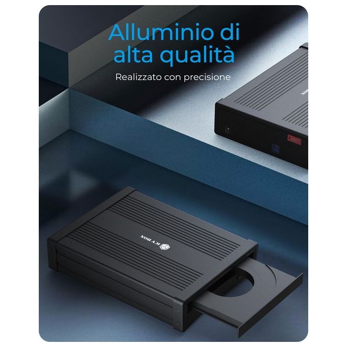 ICY BOX 60955 IB-525-U3 Contenitore Esterno per Unita' Ottiche 5,25'' SATA III USB 3.2 Gen 1 Tipo-A e Tipo-C colore Nero