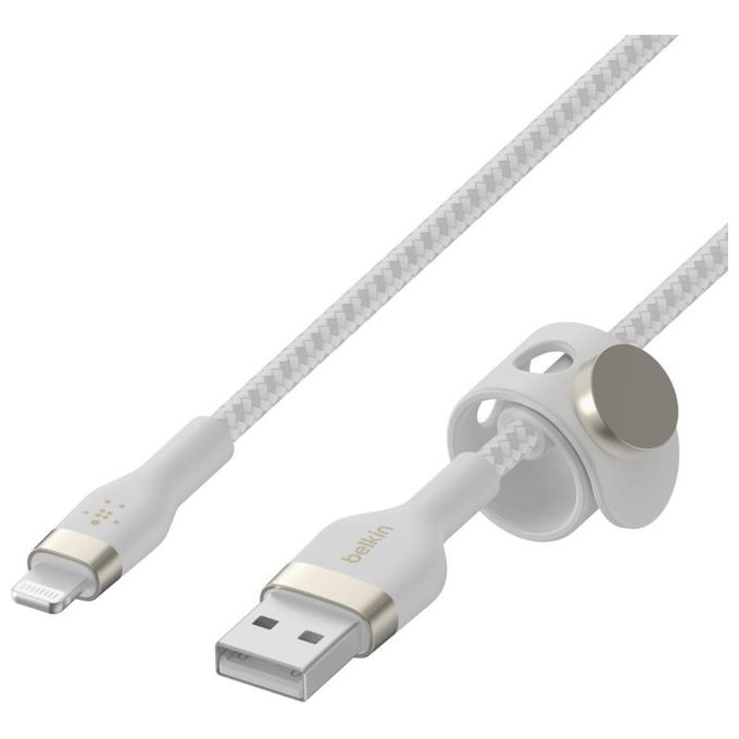 Belkin CAA010BT3MWH Cavo USB A a Lightning 3 m con Rivestimento in Silicone Intrecciato colore Bianco