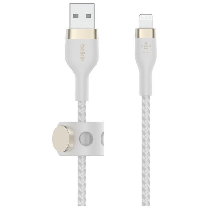 Belkin CAA010BT3MWH Cavo USB A a Lightning 3 m con Rivestimento in Silicone Intrecciato colore Bianco