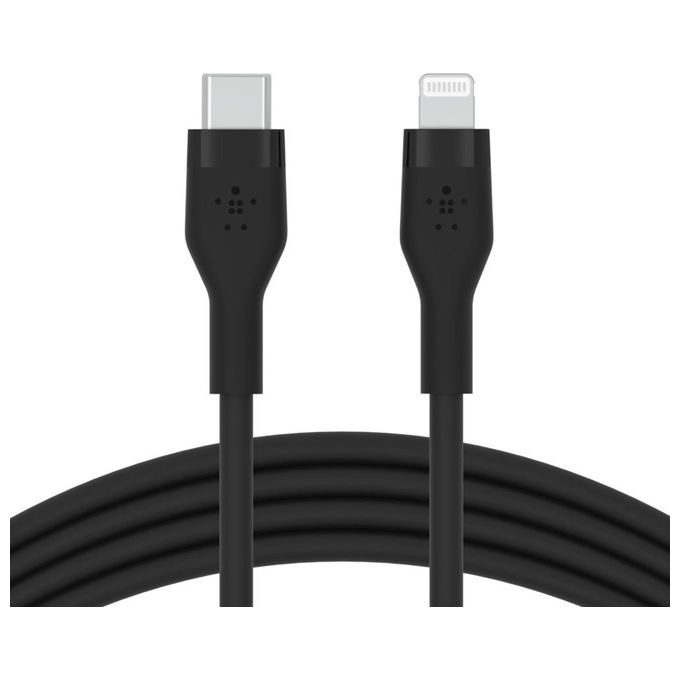Belkin CAA009BT2MBK Cavo USB C a Lightning 2 m Silicone Morbido e Resistente 25 Volte Piu' Durevole dei Cavi Standard Ricarica Rapida 20W MFi Certificato colore Nero