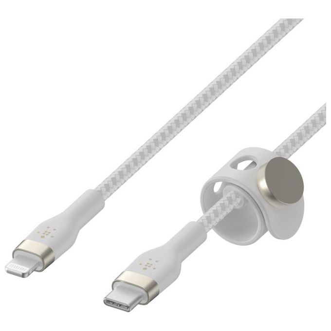 Belkin CAA011BT1MWH Cavo USB-C a Lightning in Silicone con Doppia Intrecciatura 1 m colore Bianco