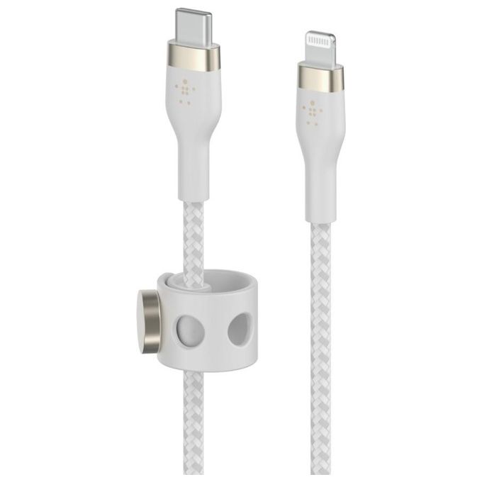 Belkin CAA011BT1MWH Cavo USB-C a Lightning in Silicone con Doppia Intrecciatura 1 m colore Bianco