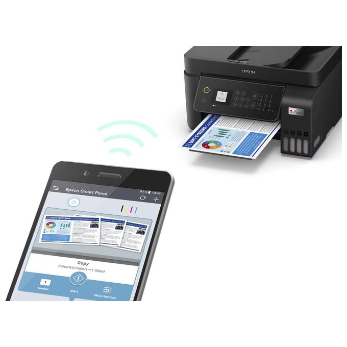 Epson ET-4800 EcoTank Stampante Multifunzione Inkjet A4 Stampa Copia Scansione Fax ADF Wi-Fi Ethernet AirPrint colore Nero