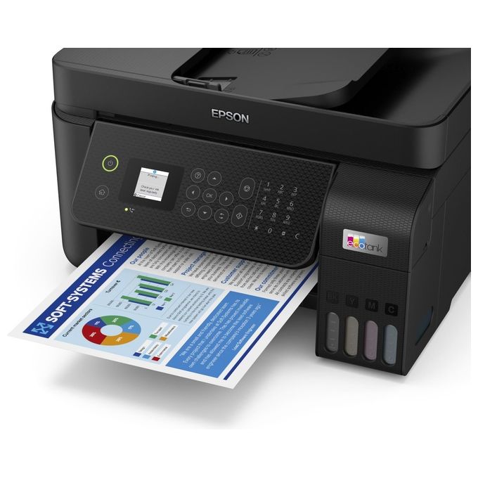 Epson ET-4800 EcoTank Stampante Multifunzione Inkjet A4 Stampa Copia Scansione Fax ADF Wi-Fi Ethernet AirPrint colore Nero