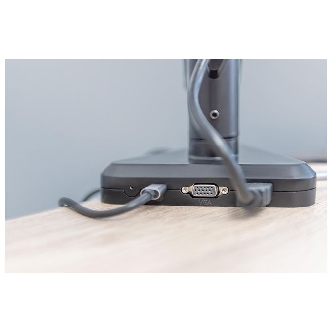 Digitus DA-90405 Supporto per Monitor con Stazione Dock Integrata Rotazione 360° Inclinazione -85°-+15° Altezza Regolabile fino a 46 cm VESA 75x75 100x100 Massimo 9 Kg colore Nero