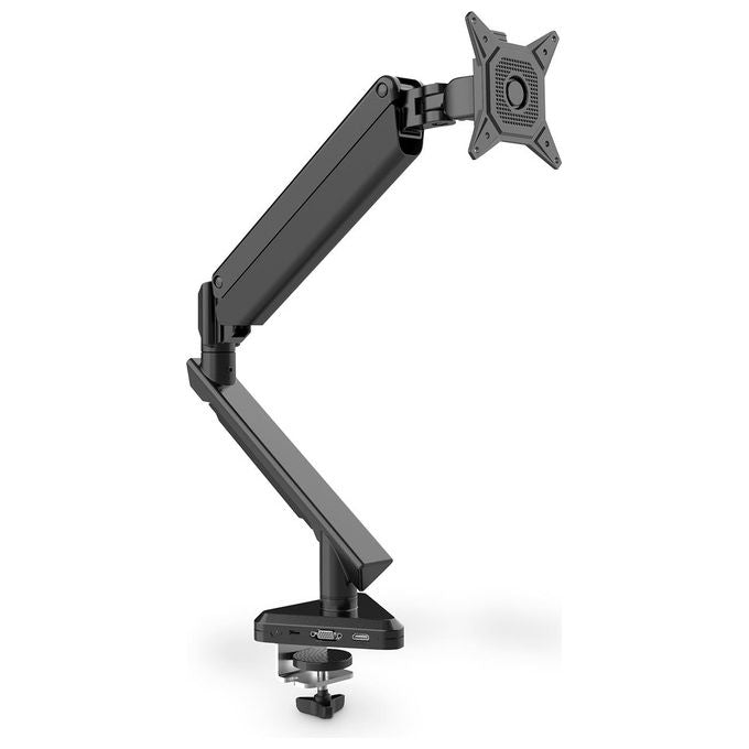 Digitus DA-90405 Supporto per Monitor con Stazione Dock Integrata Rotazione 360° Inclinazione -85°-+15° Altezza Regolabile fino a 46 cm VESA 75x75 100x100 Massimo 9 Kg colore Nero