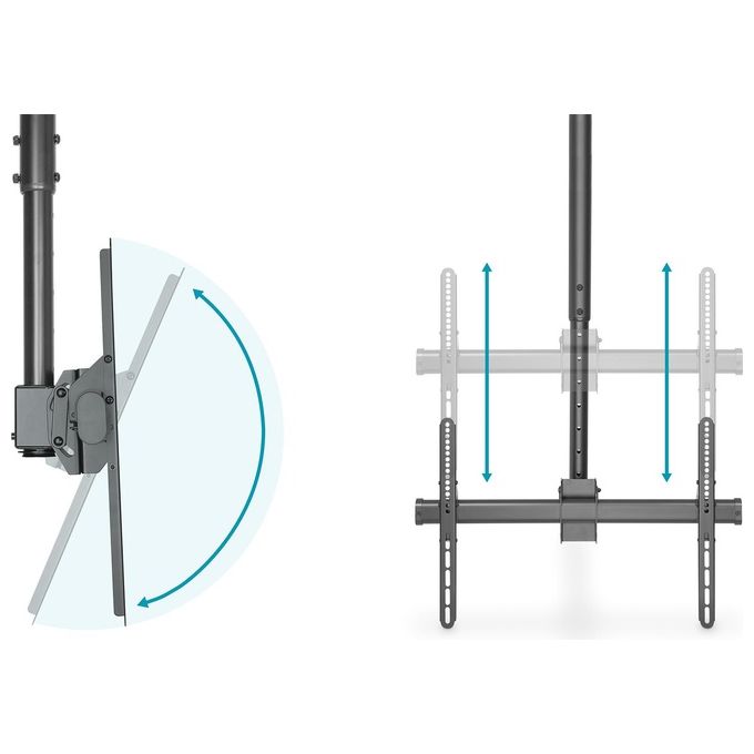 Digitus DN-97667-2U Supporto da Soffitto Universale per TV 37'' 70'' 50 Kg VESA 600x400 Rotazione 360° colore Nero