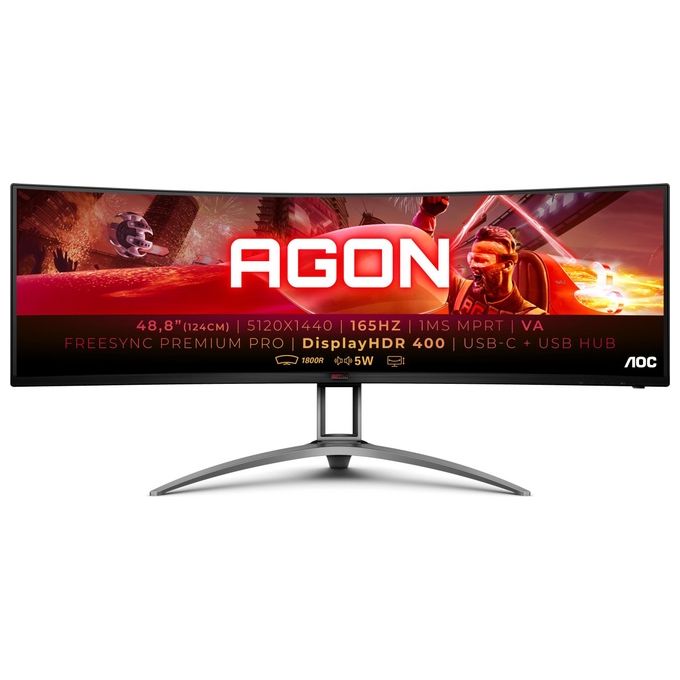 AOC AG493UCX2 Monitor PC 49'' 5120x1440 165Hz FreeSync Premium Pro HDR400 colore Nero