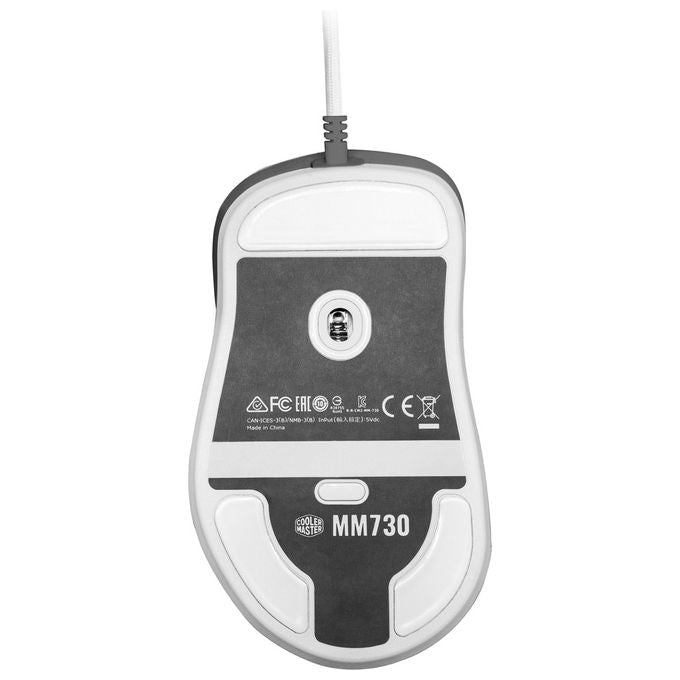 Cooler Master MM730 Mouse Gaming Ottico 16000 DPI Switch Ottici RGB 48g cavo Ultraweave colore Bianco