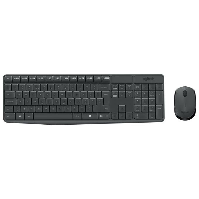 Logitech 920-007931 MK235 Tastiera e Mouse Wireless Combo Full-size QWERTY Layout US 1000 DPI 10 m di Portata colore Grigio