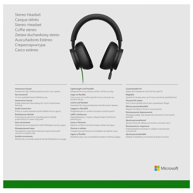 Microsoft, Cuffie Gaming Stereo Cablate Xbox, Nero, Padiglioni Ampi e Morbidi