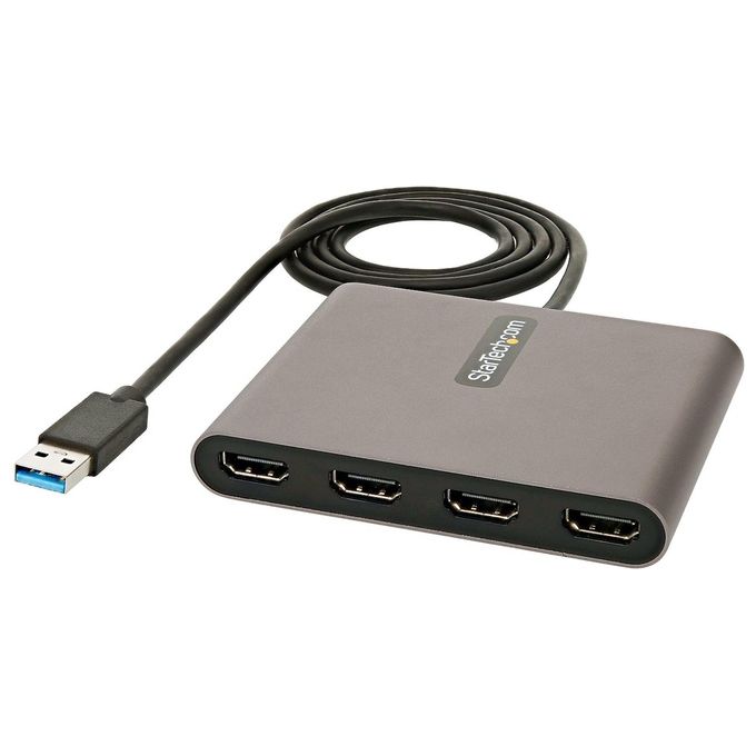 StarTech USB32HD4 Adattatore USB 3.0 a 4 Porte HDMI 1920x1080 1080p 60Hz Bus Powered Cavo 1m colore Grigio