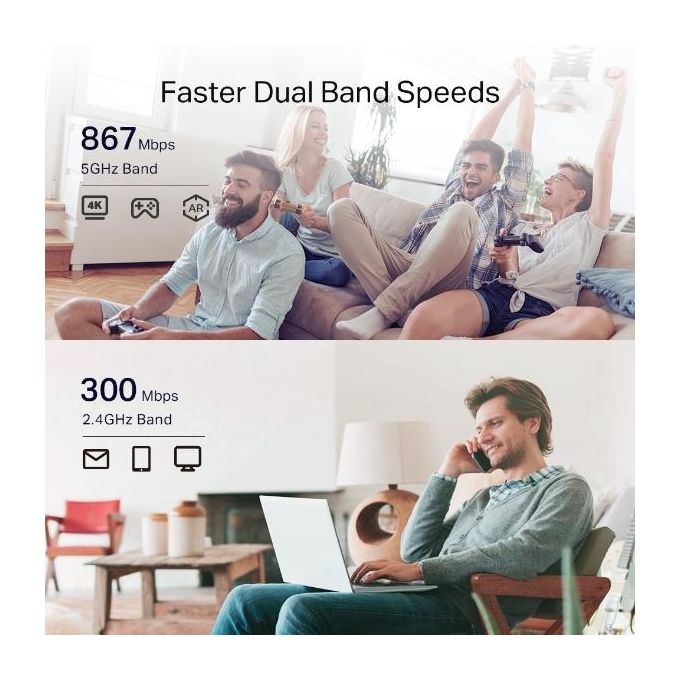 TP-Link RE335(DE) Ripetitore di rete AC1200 Wi-Fi 5 Dual-band 867 Mbit-s con porta Ethernet 10-100 Mbps colore Bianco