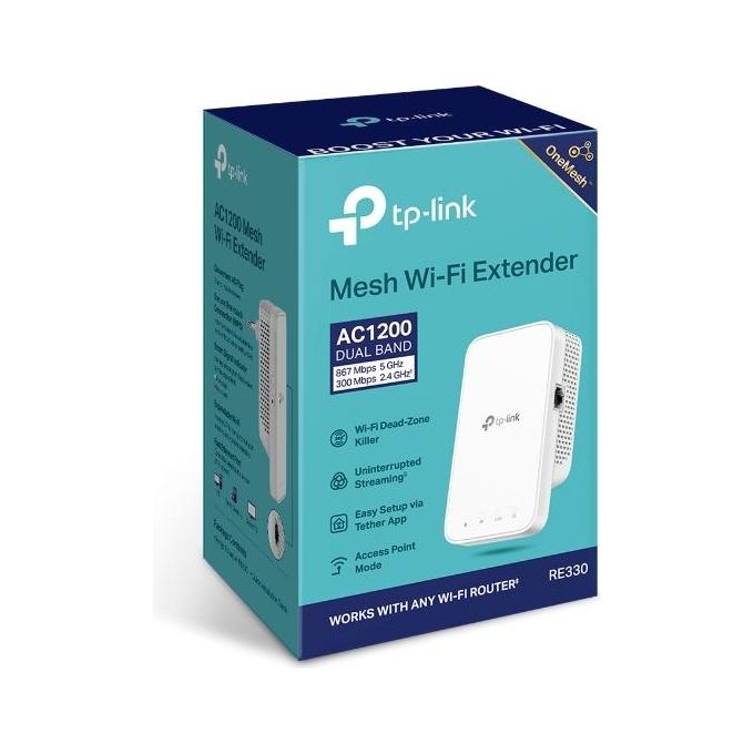 TP-Link RE335(DE) Ripetitore di rete AC1200 Wi-Fi 5 Dual-band 867 Mbit-s con porta Ethernet 10-100 Mbps colore Bianco