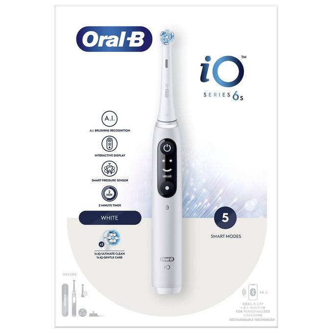 Oral-B IO6 iO Series 6 Spazzolino elettrico Rotazione Oscillazione 5 modalita' Bluetooth display interattivo colore Bianco