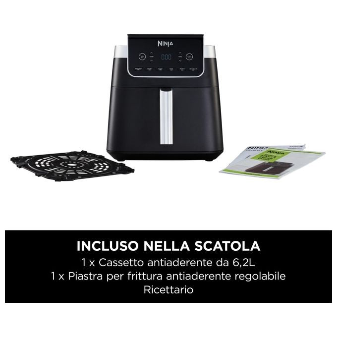 Ninja AF180EU Friggitrice ad aria 6.2 L 2000W 6 Programmi Display Digitale Antiaderente Lavastoviglie colore Nero